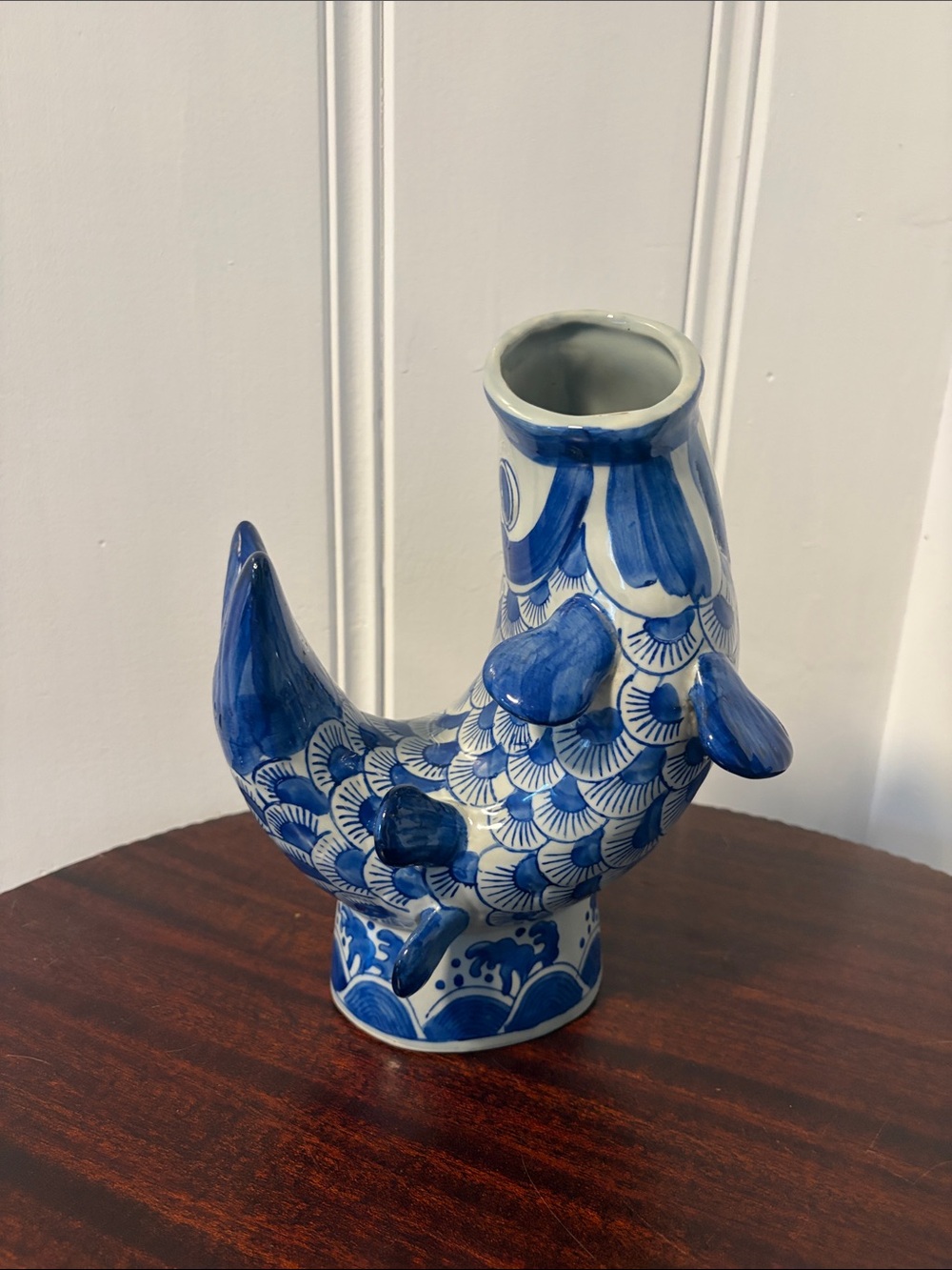 Blue and White Ceramic Koi Fish Vase